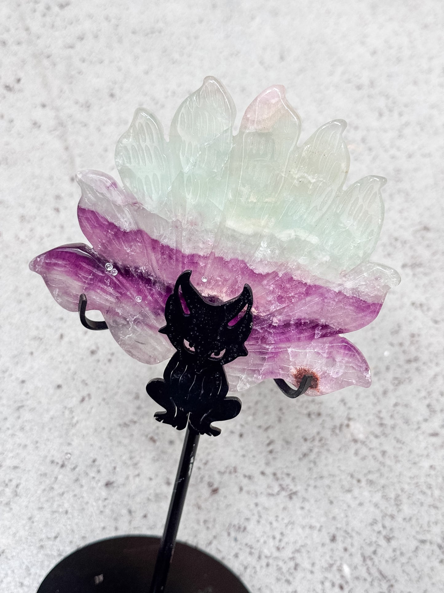 Fluorite Kitsune on Stand