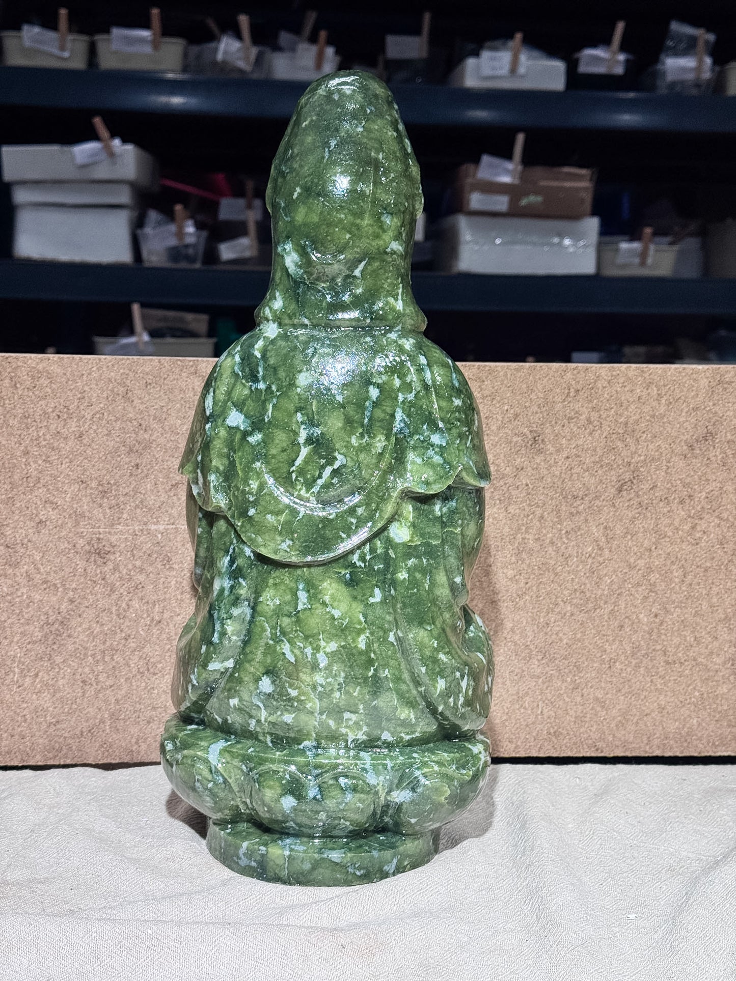 Large Serpentine Guan Yin Carving