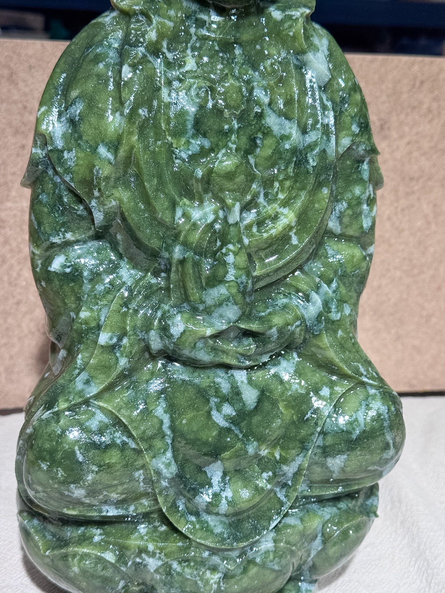 Large Serpentine Guan Yin Carving
