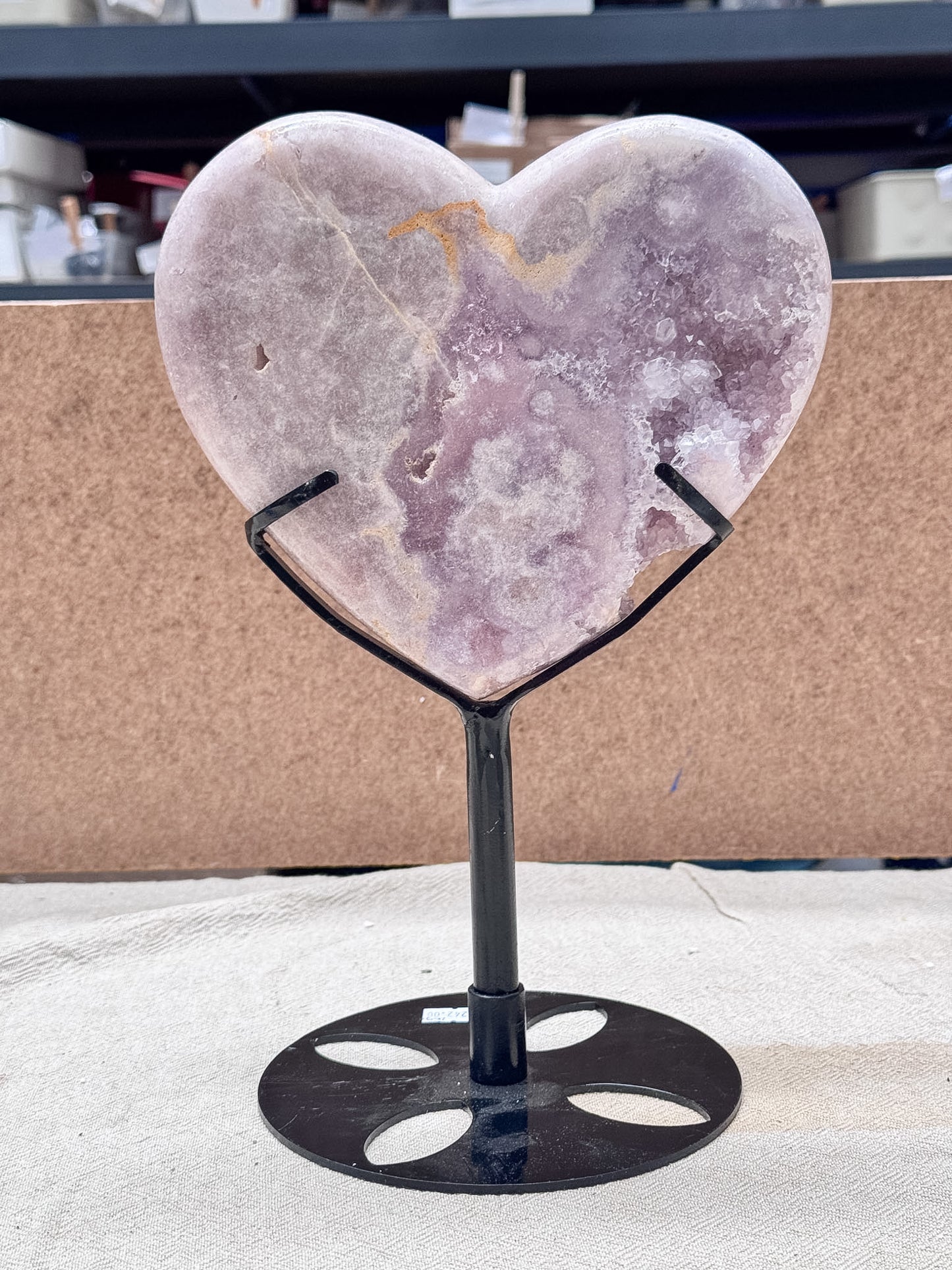 Large Pink Amethyst Heart on Stand