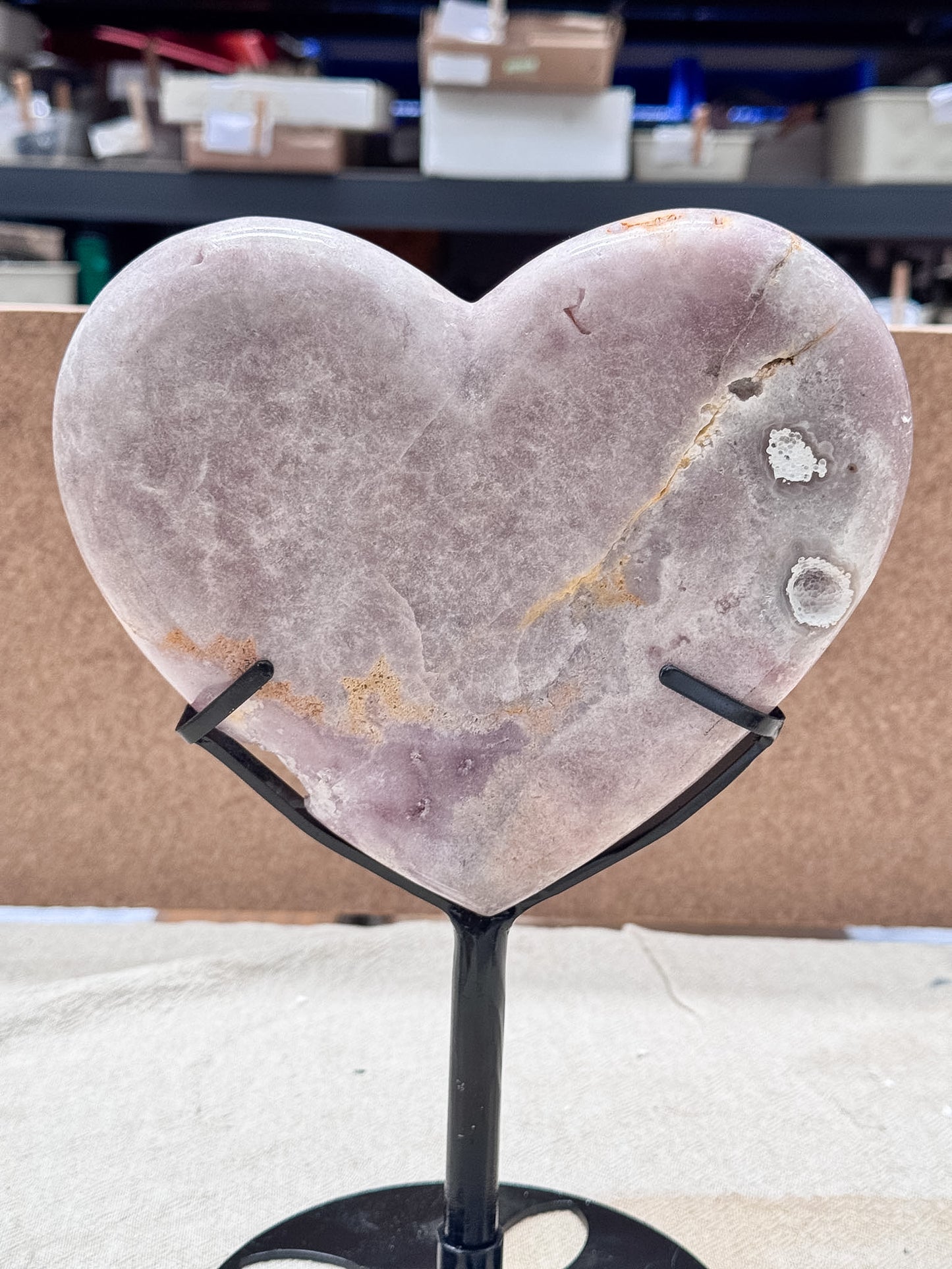 Large Pink Amethyst Heart on Stand