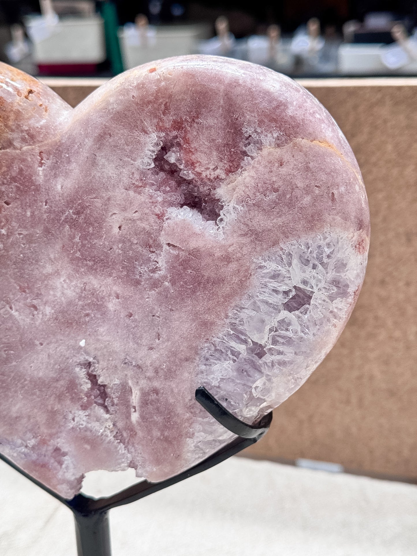 Large Pink Amethyst Heart on Stand