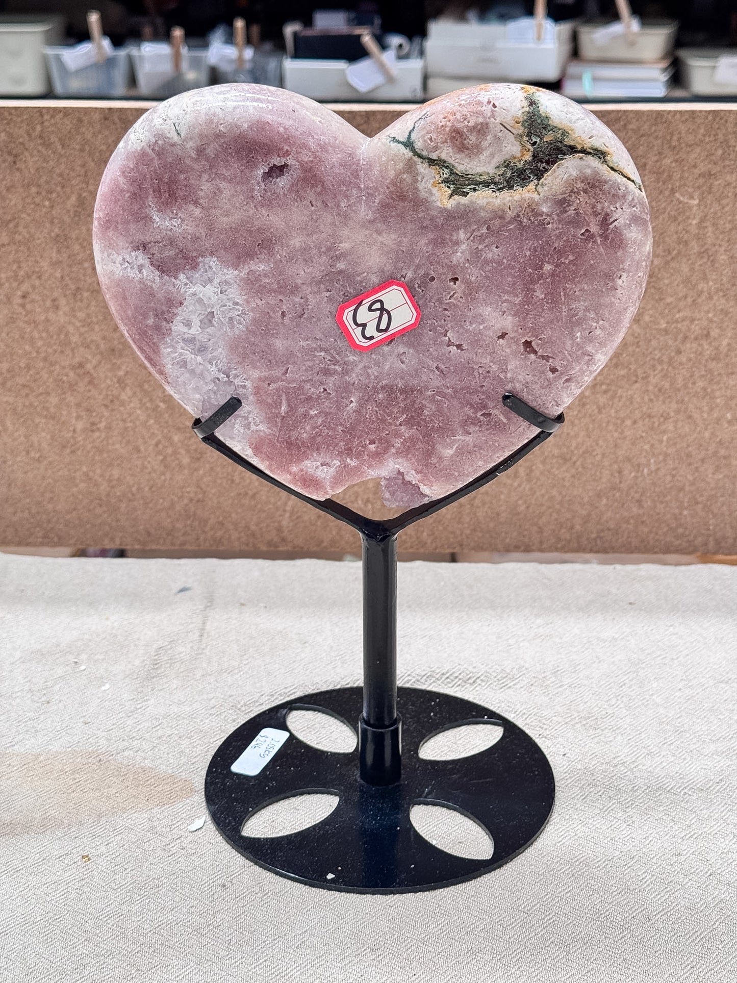Large Pink Amethyst Heart on Stand