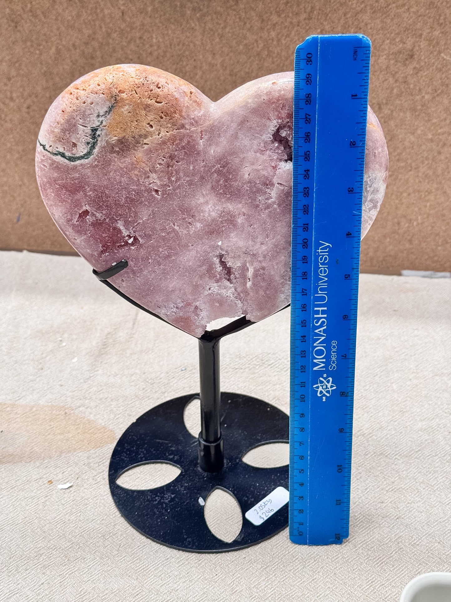 Large Pink Amethyst Heart on Stand
