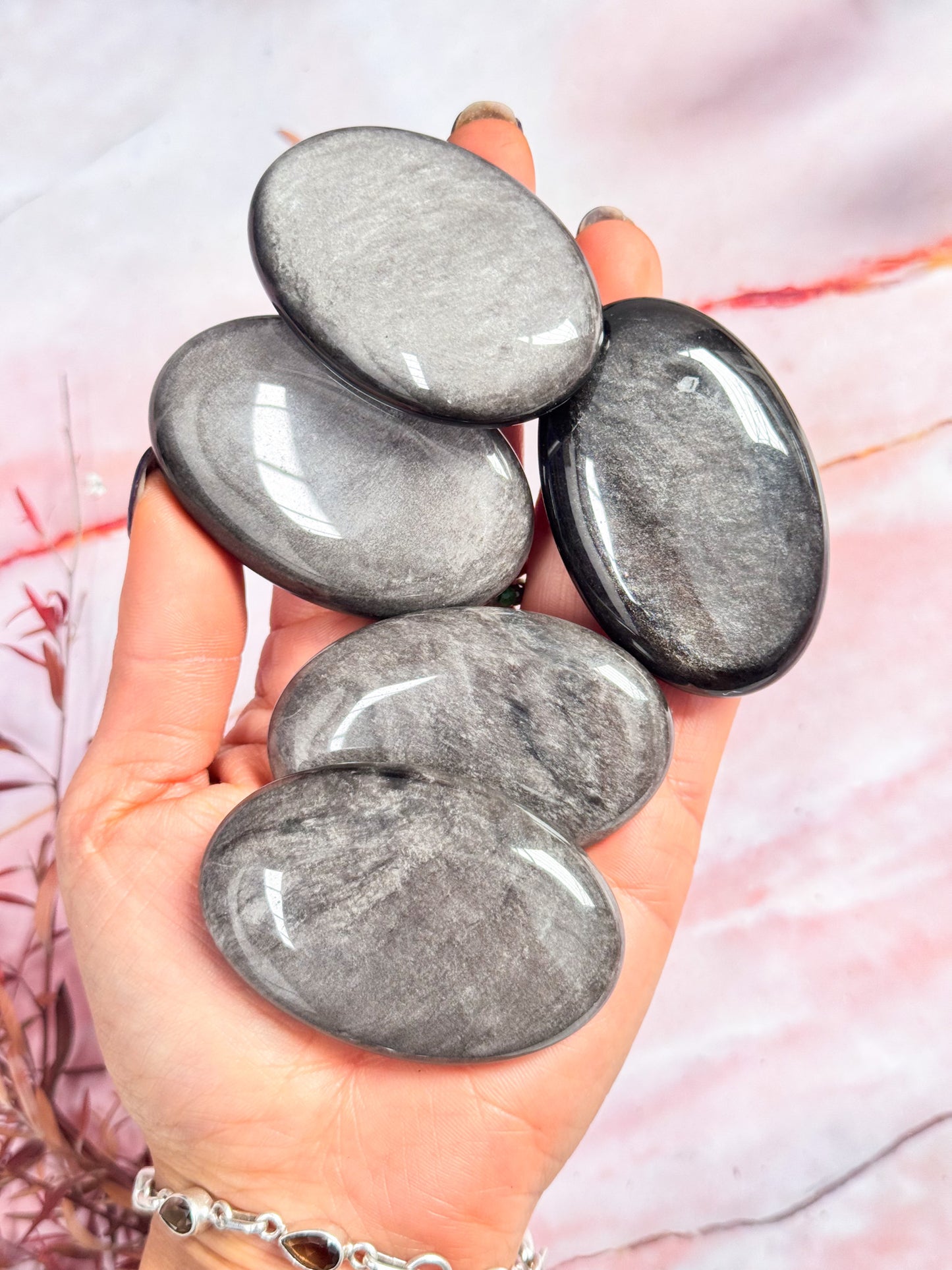 Silver Sheen Obsidian Palmstone