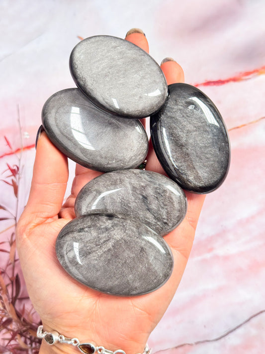 Silver Sheen Obsidian Palmstone