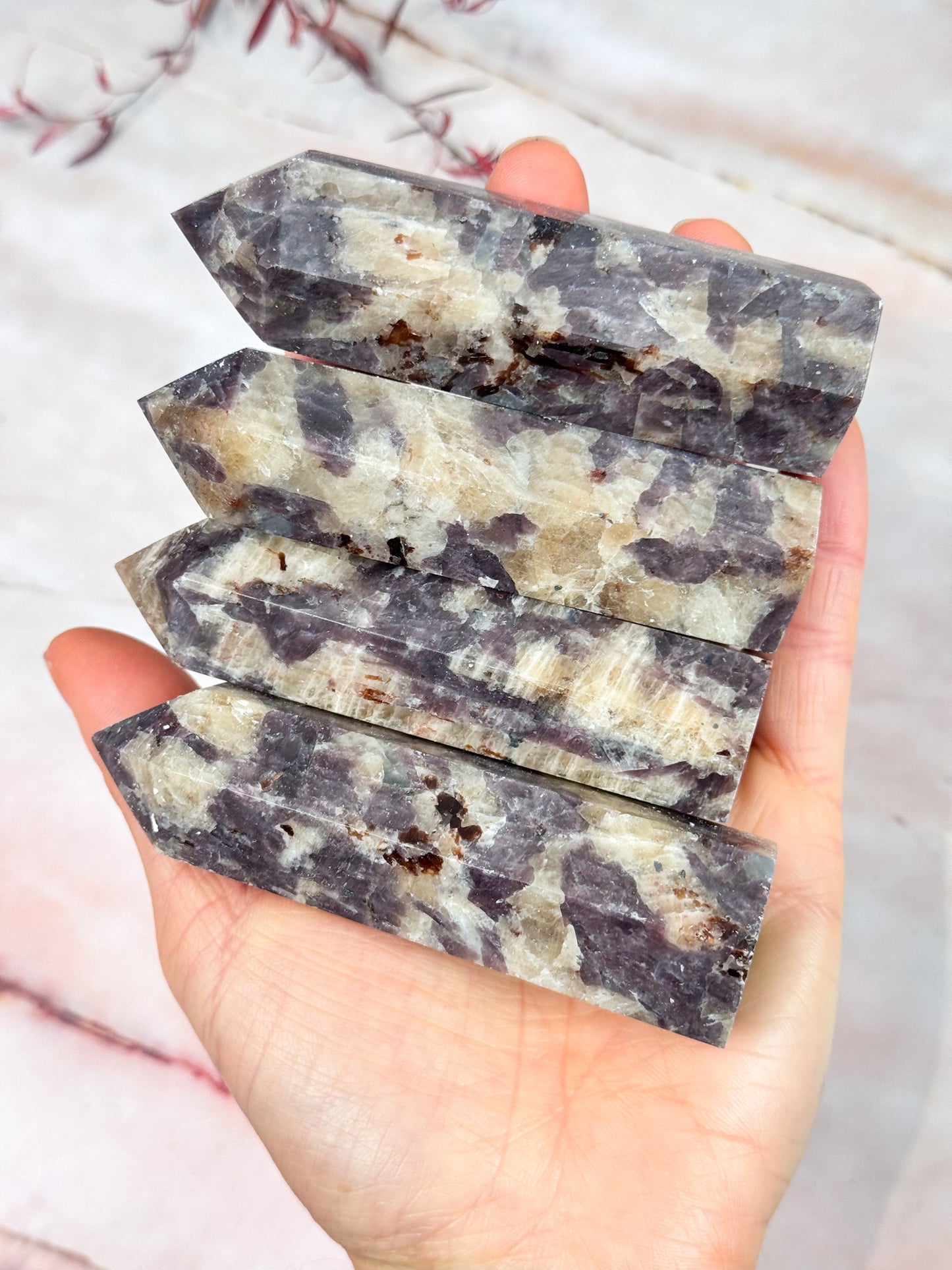 Lepidolite with UV Reactive Calcite Points