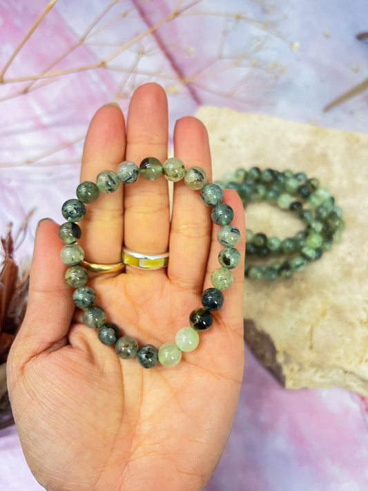 Prehnite with Epidote Bracelets