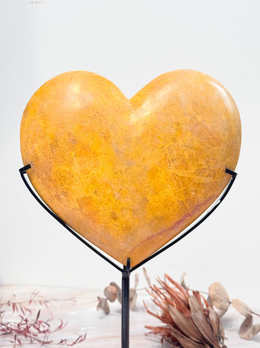Yellow Jade Heart on Stand