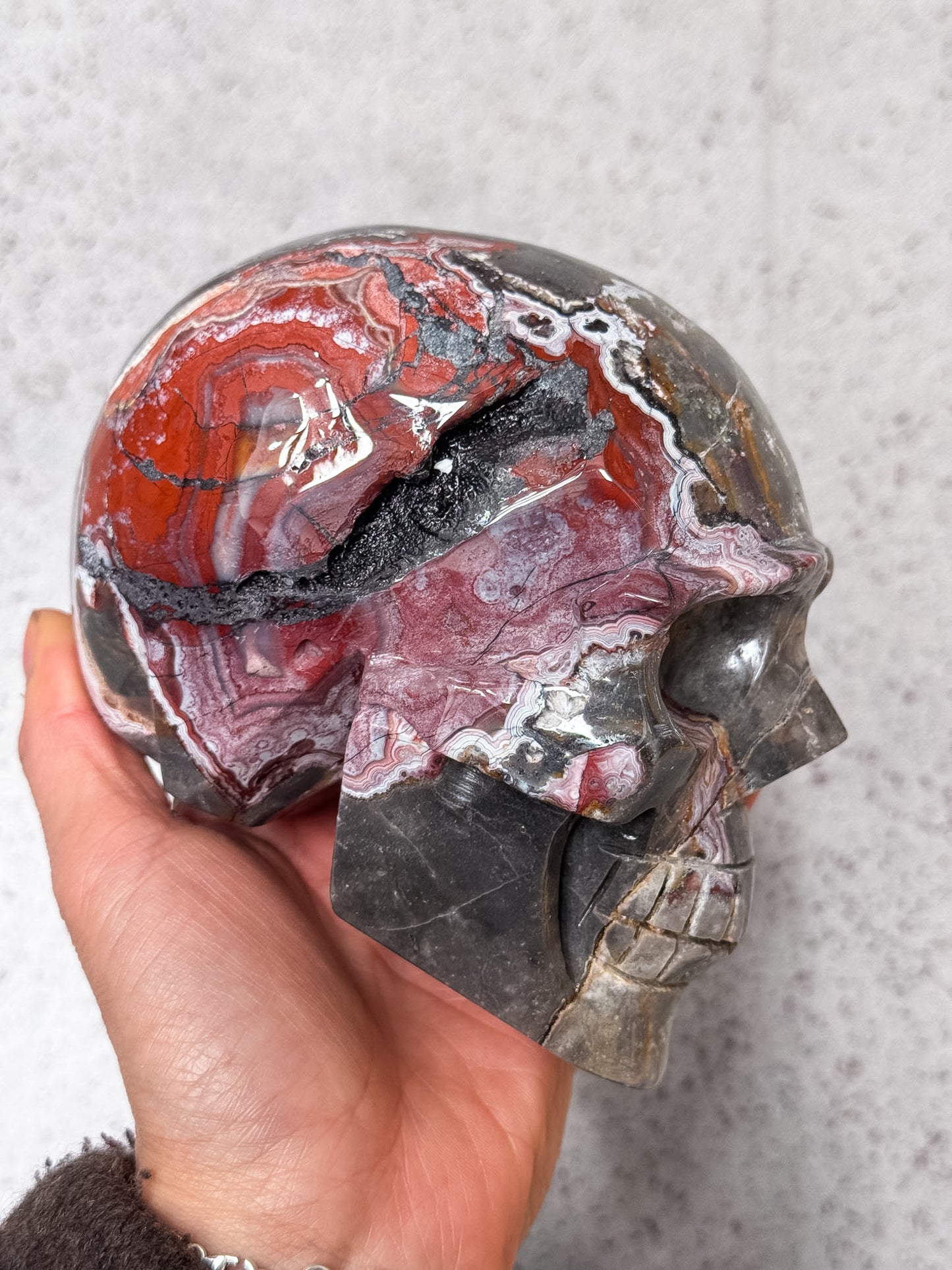 Crazy Lace Agate Skull