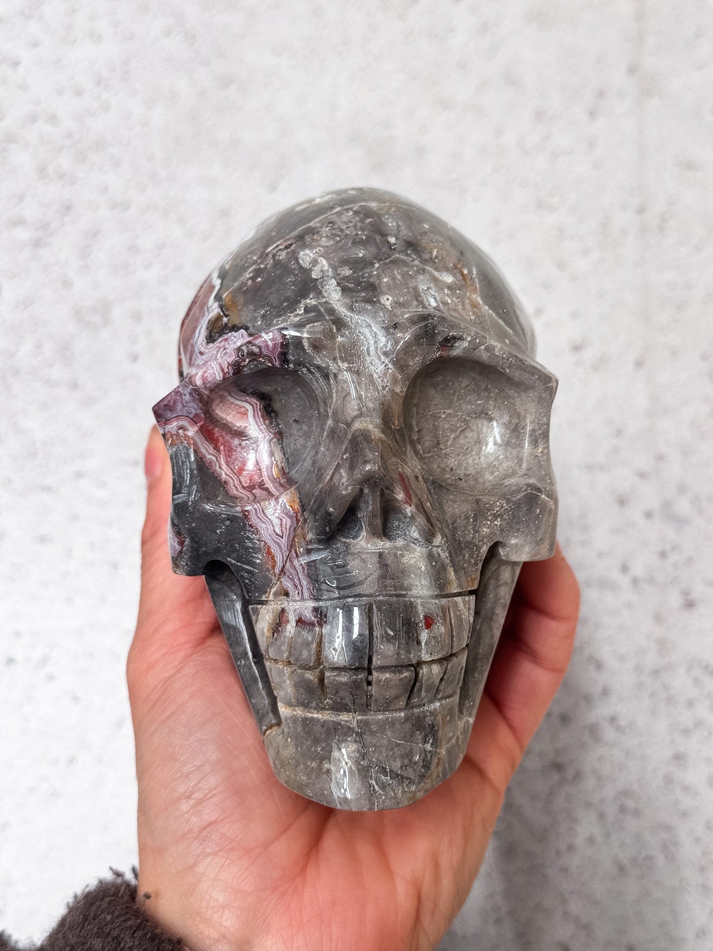 Crazy Lace Agate Skull