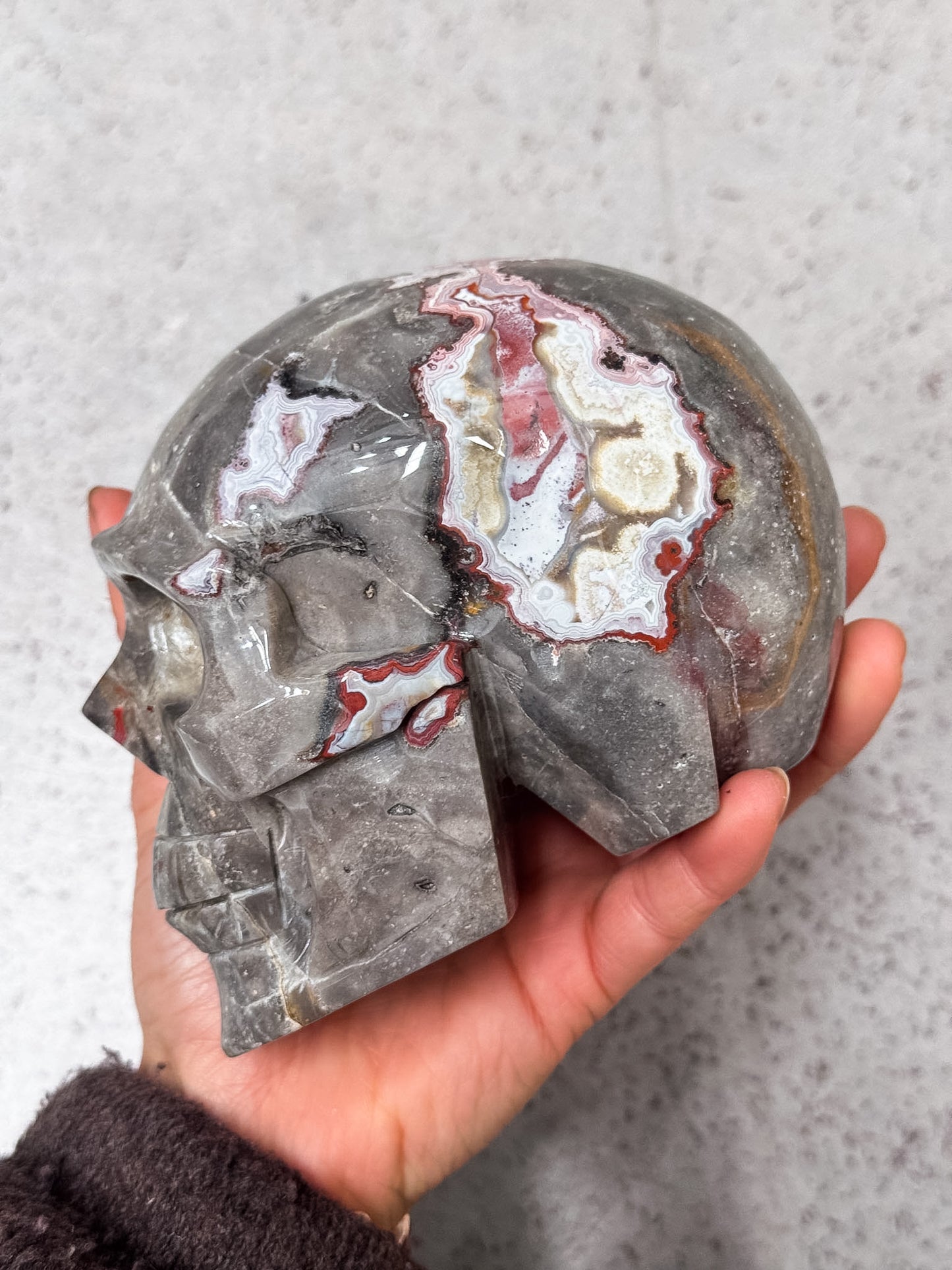 Crazy Lace Agate Skull