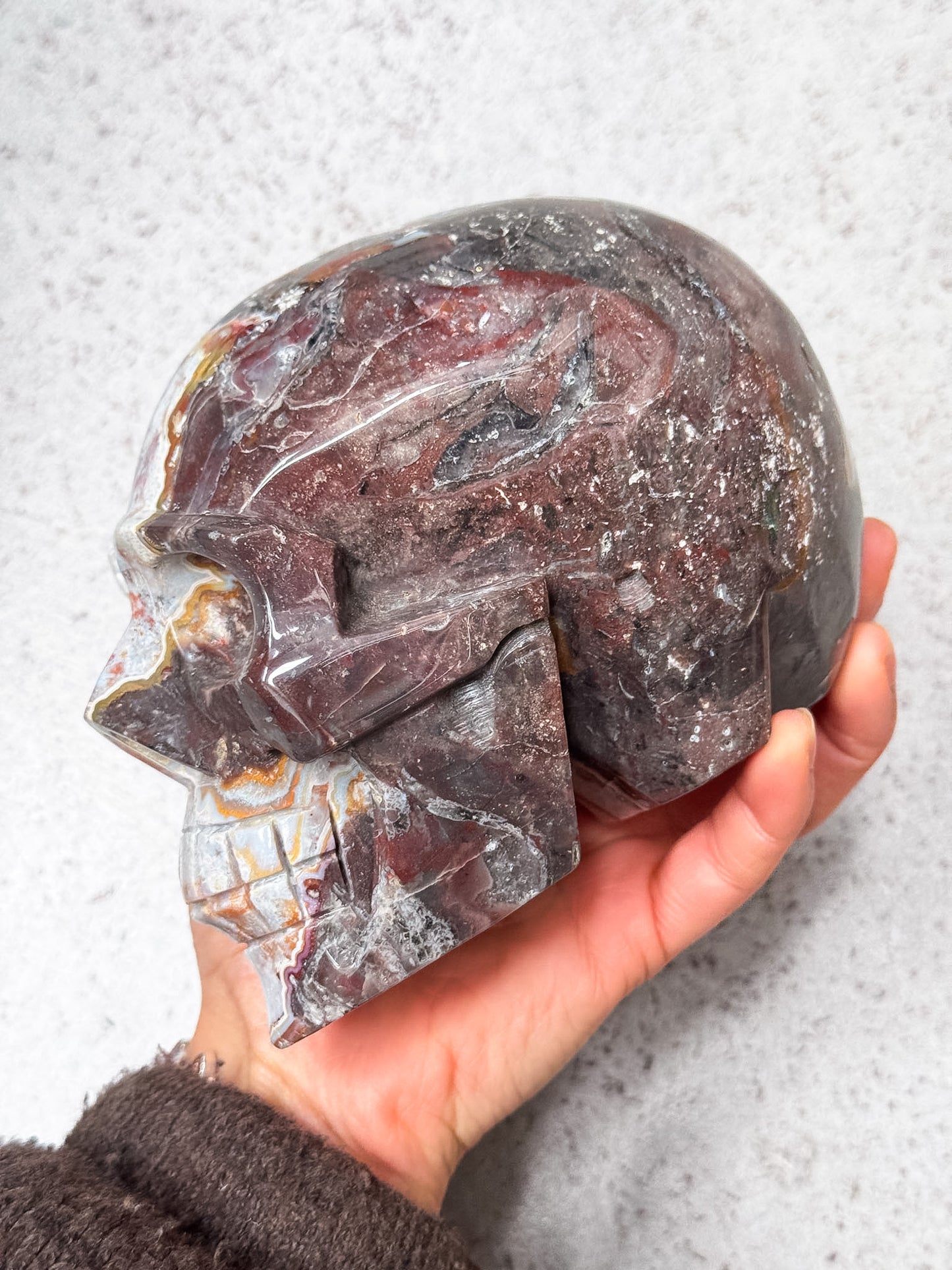Crazy Lace Agate Skull