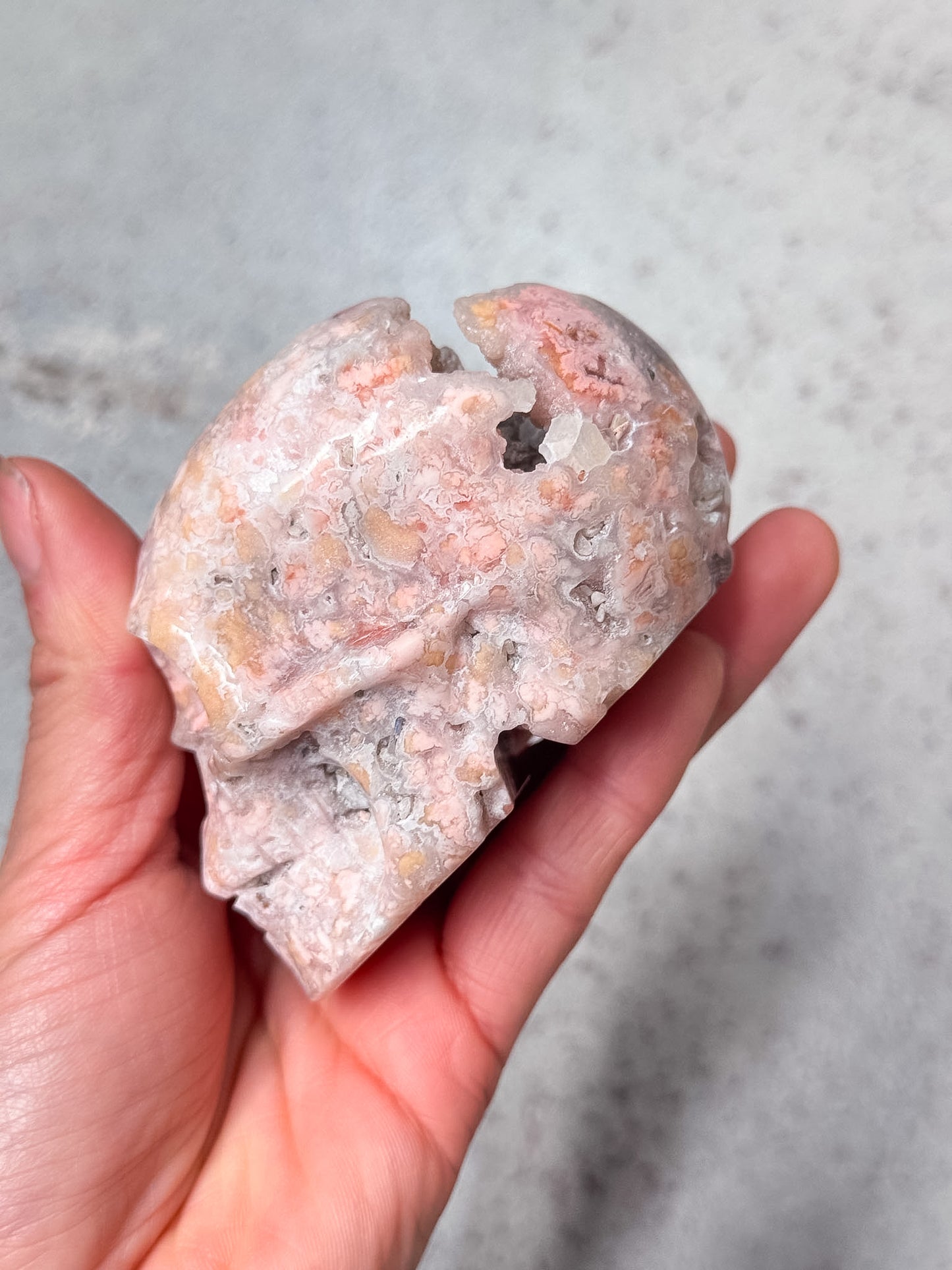 Pink Petal Agate Skull