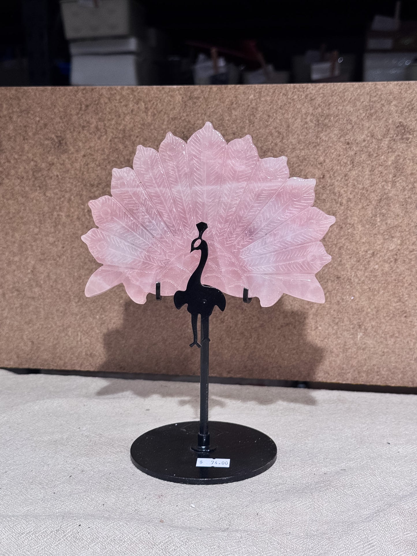 Rose Quartz Peacock on Stand