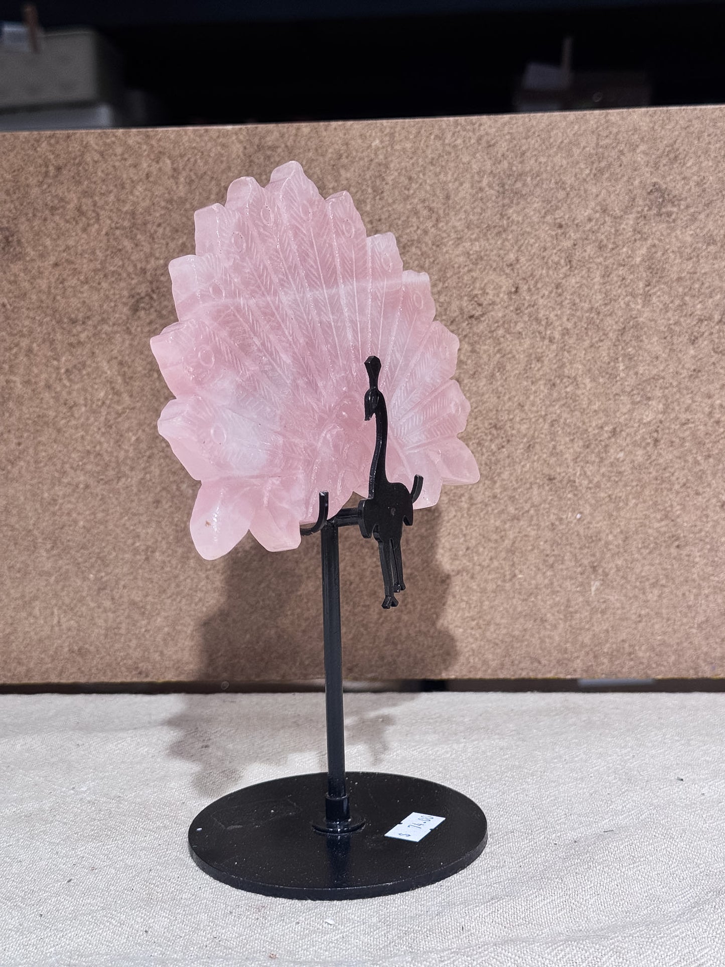 Rose Quartz Peacock on Stand