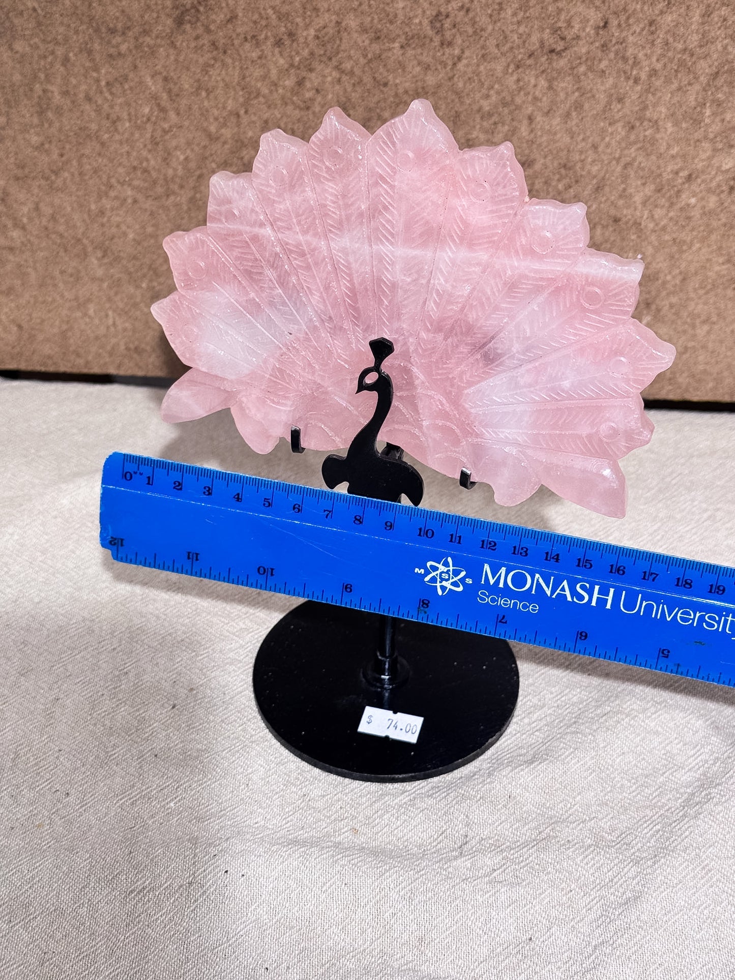 Rose Quartz Peacock on Stand