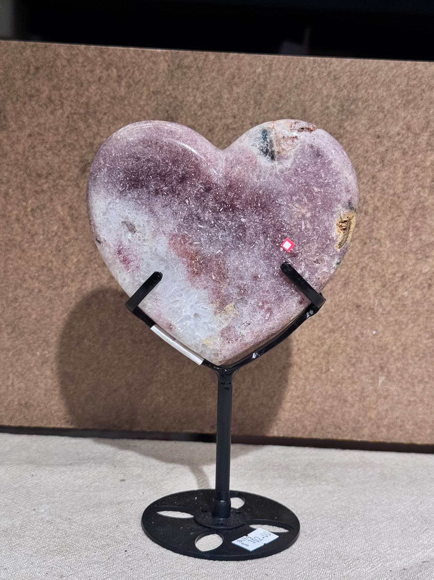 Pink Amethyst Heart on Stand