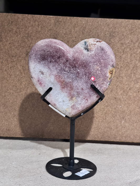 Pink Amethyst Heart on Stand
