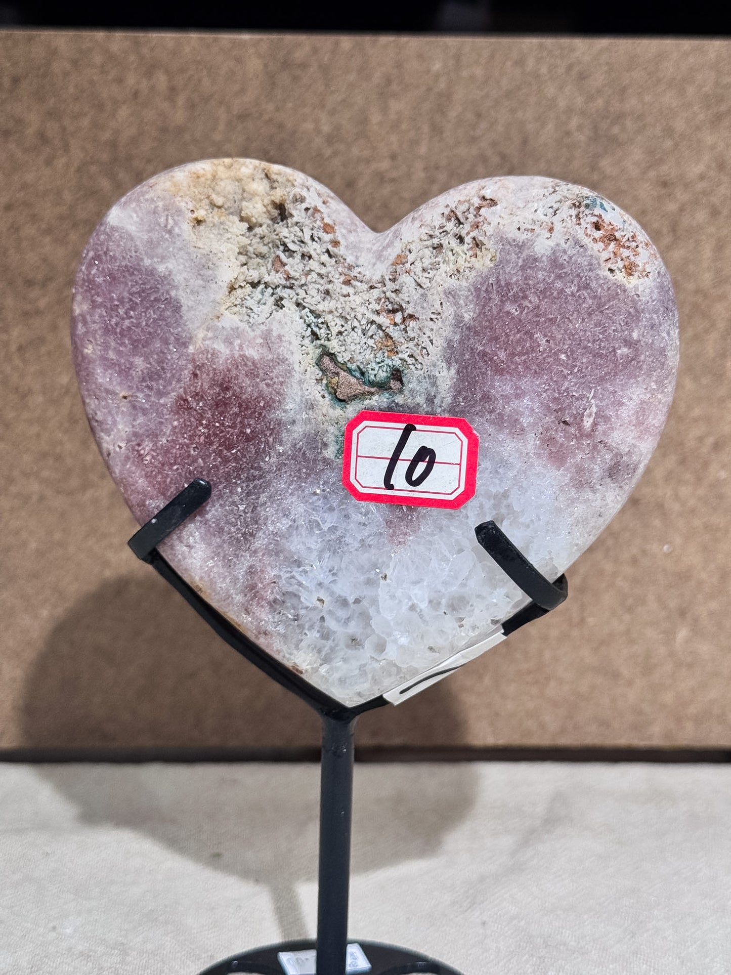 Pink Amethyst Heart on Stand