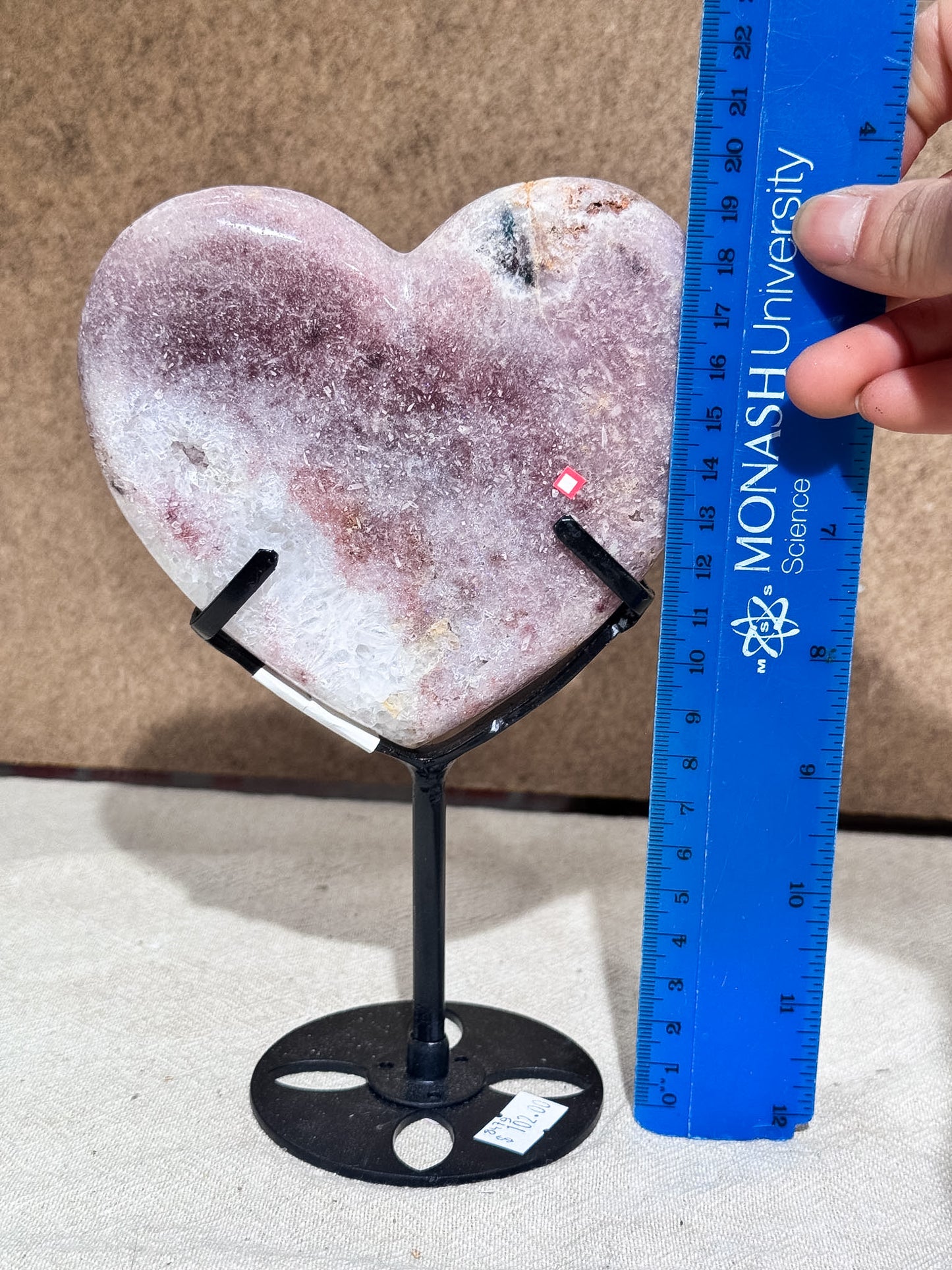 Pink Amethyst Heart on Stand
