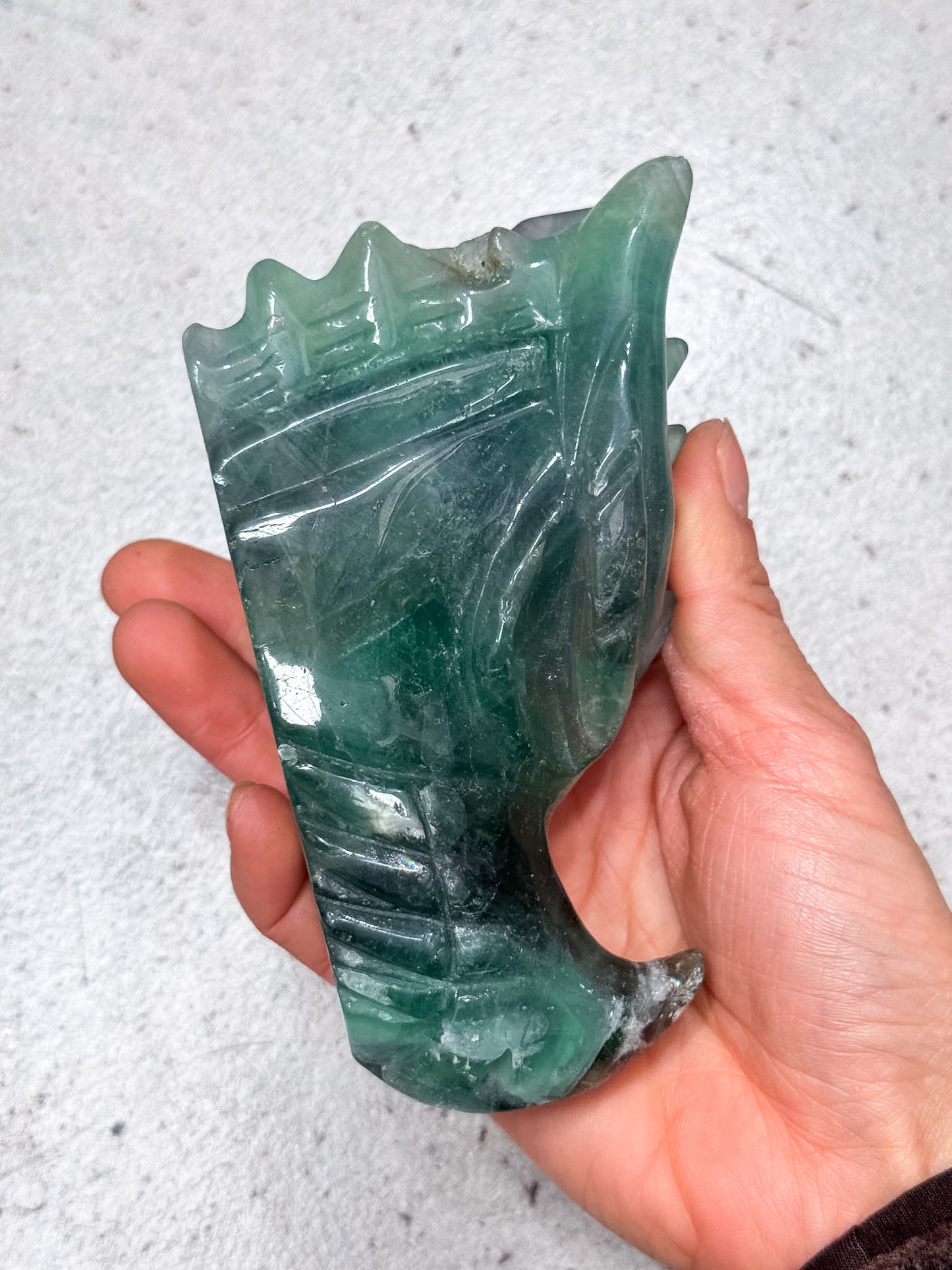Green Fluorite Dragon Head