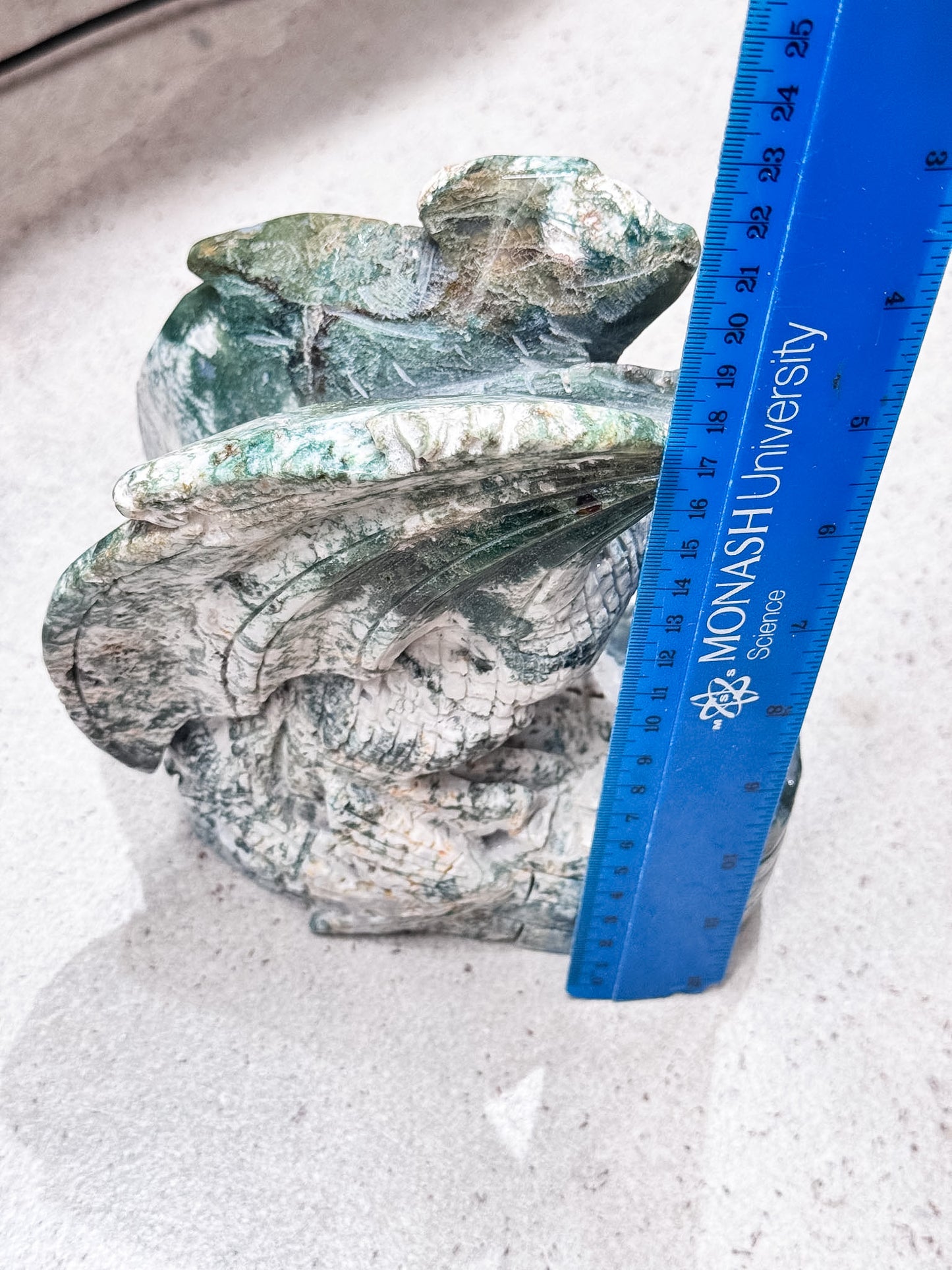 Moss Agate Dragon Carving