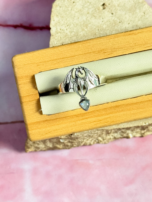 Moonstone Dragon Ring - Size 10