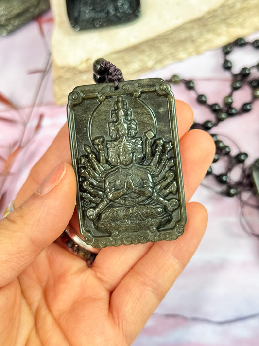 Gold Sheen Obsidian Deity Necklaces