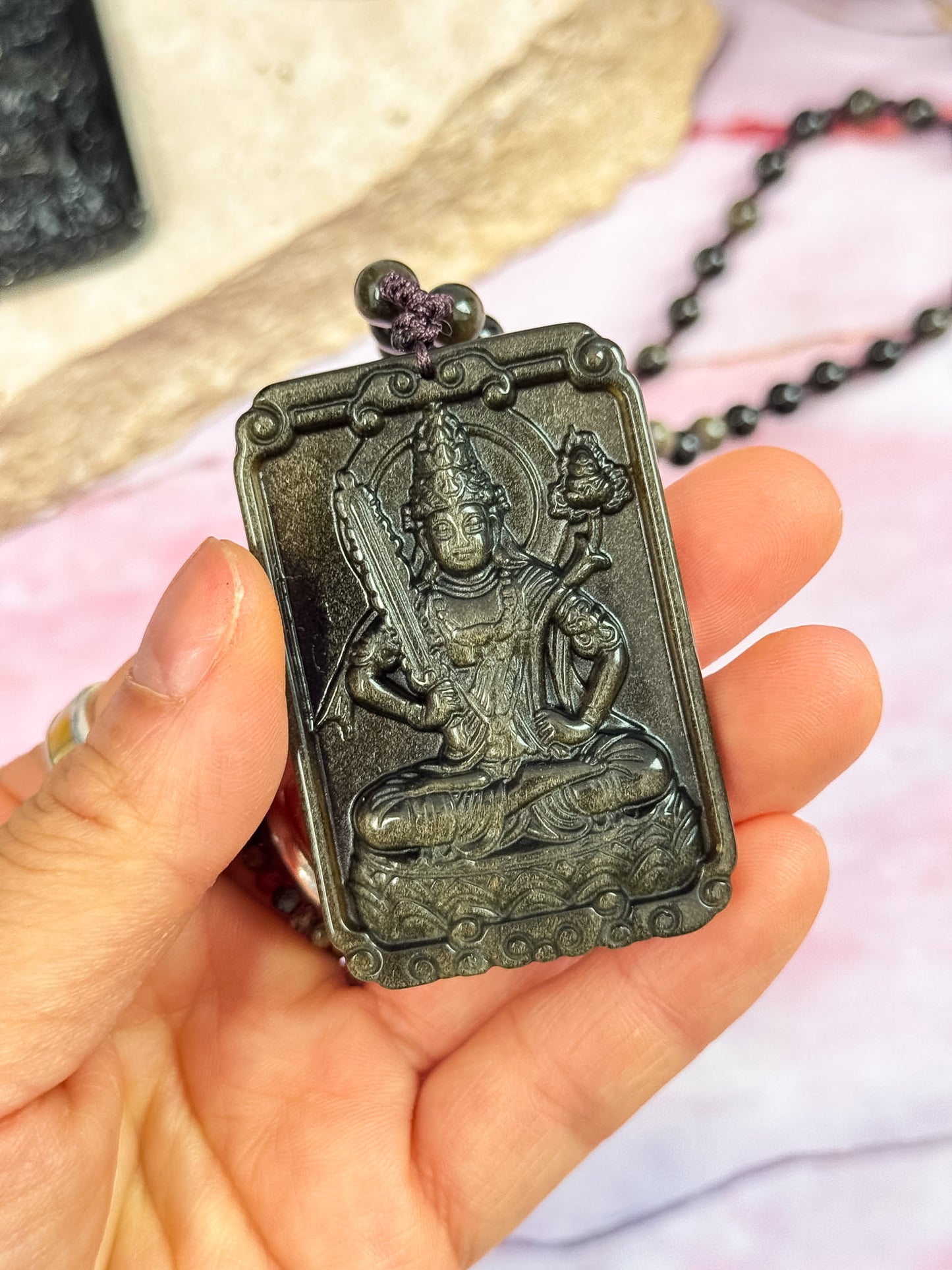 Gold Sheen Obsidian Deity Necklaces