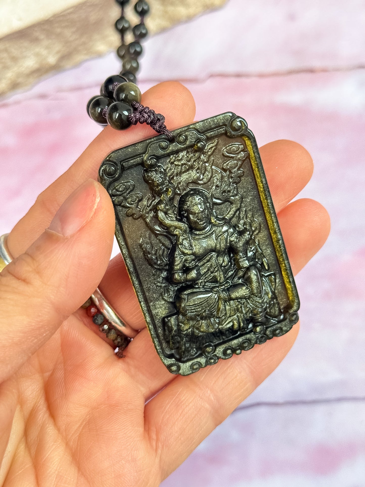 Gold Sheen Obsidian Deity Necklaces