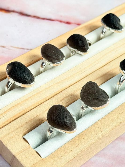 Saffordite 'Tektite' Rings