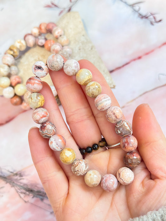 Pink Crazy Lace Agate Bracelets