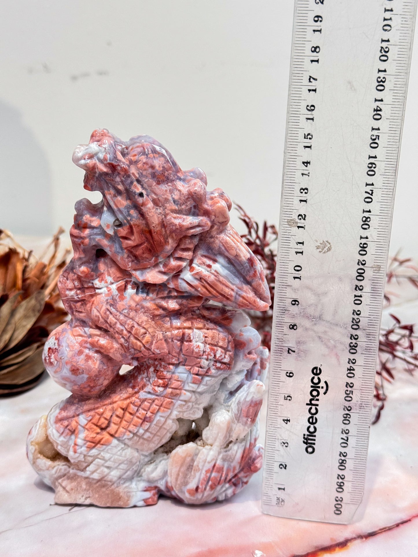 Petal Agate Dragon Carving