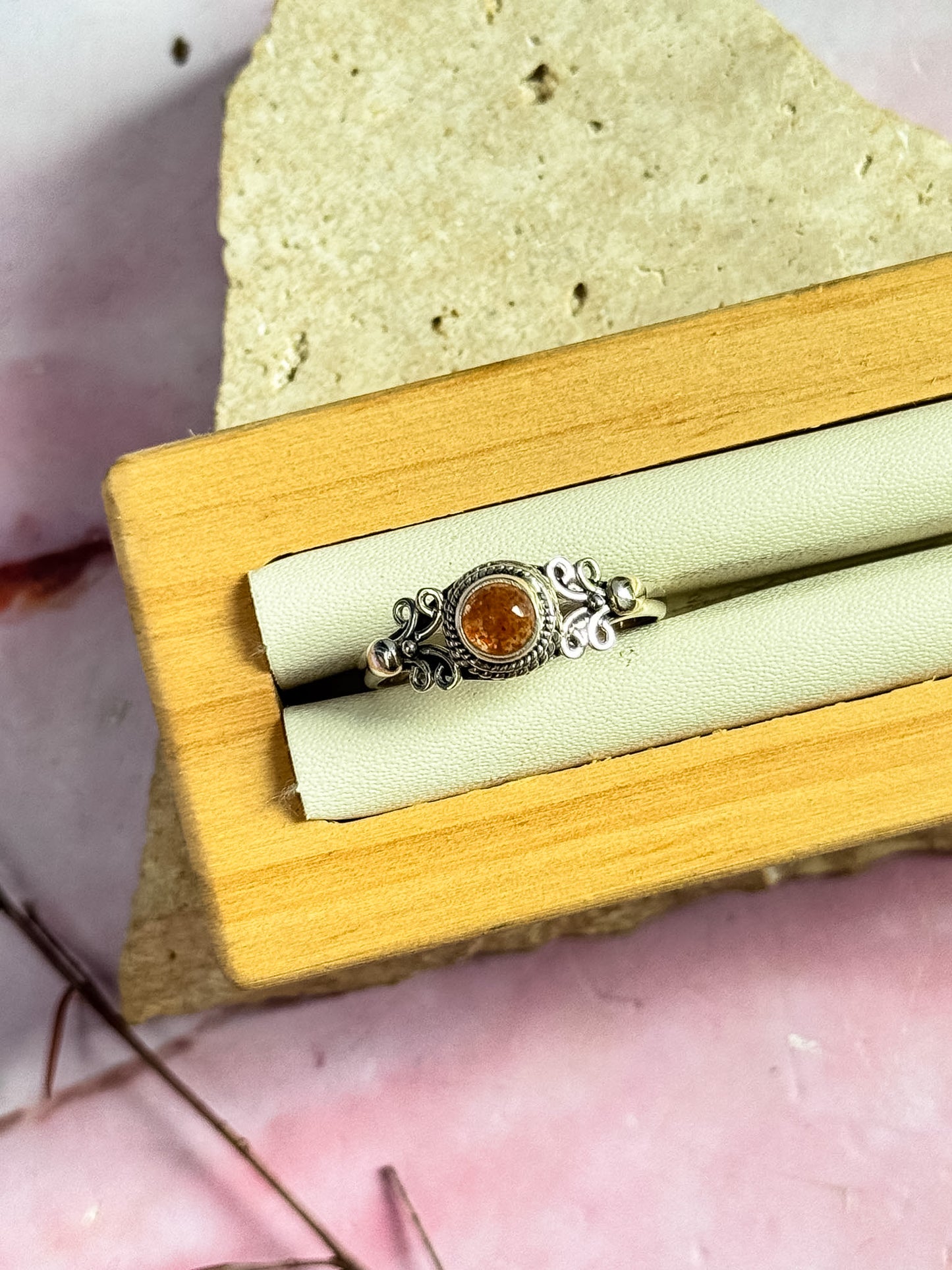 Sunstone Filigree Rings