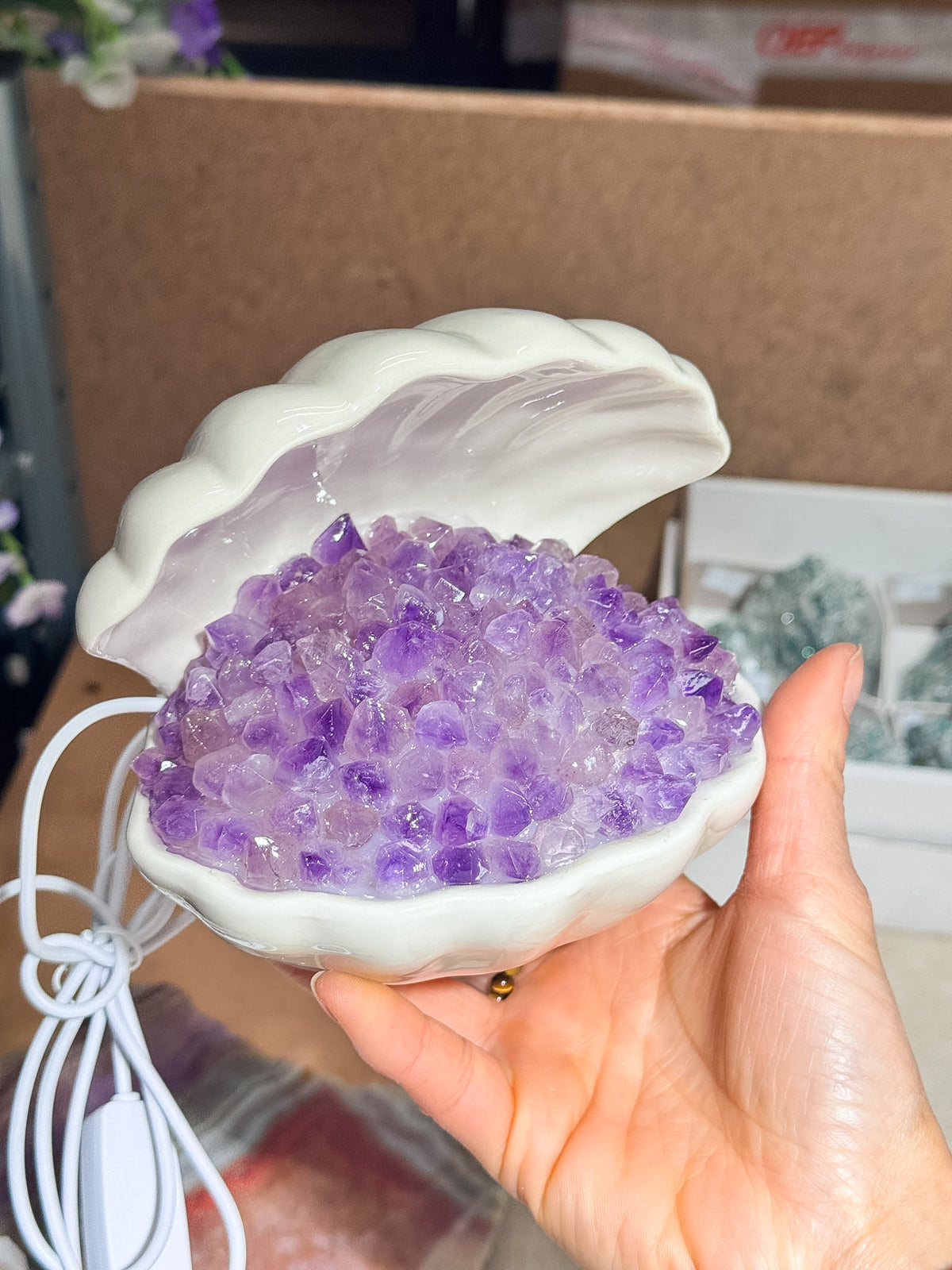 Amethyst Clam Lamp