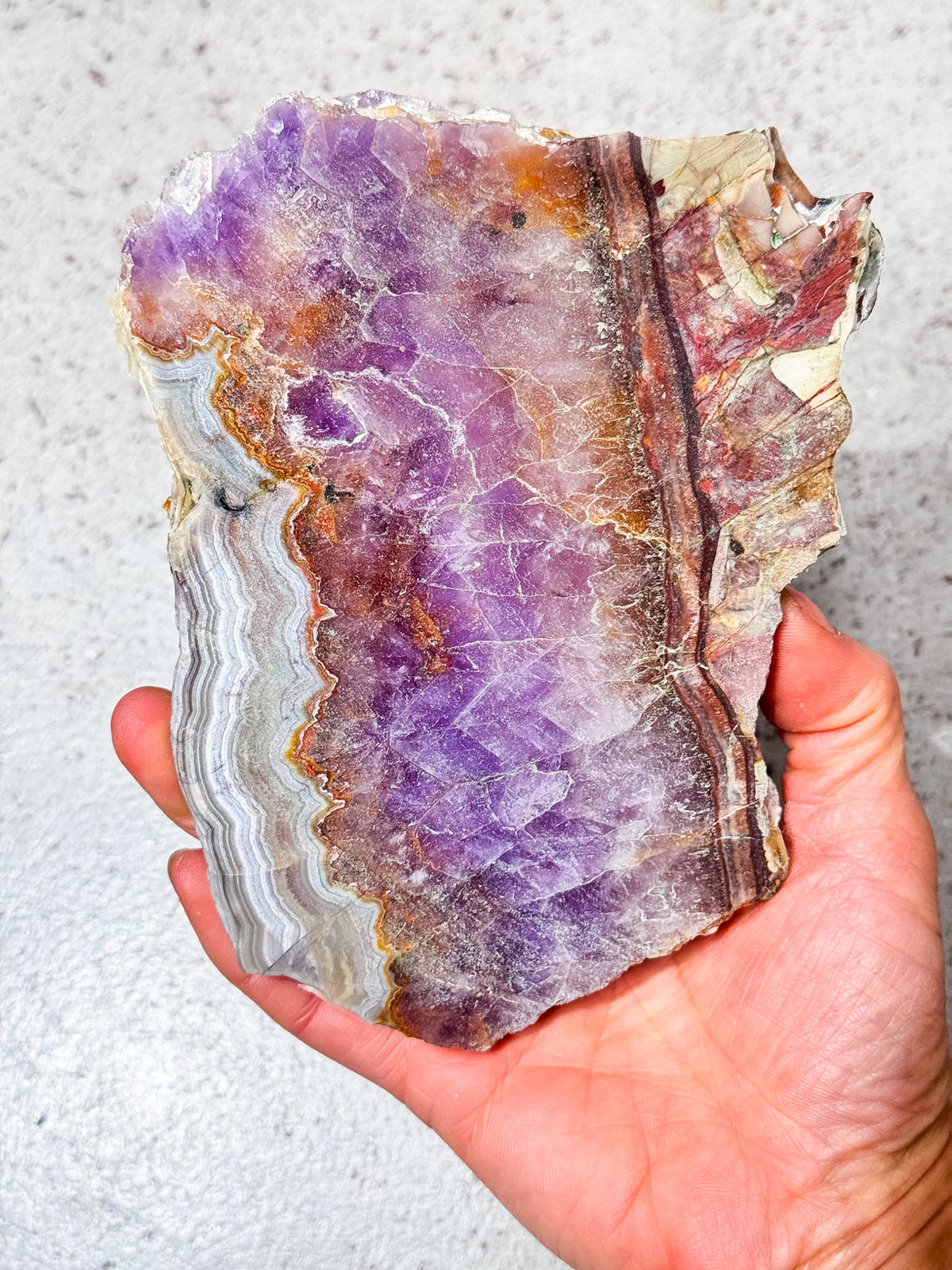 Amethyst with Crazy Lace Agate Slice