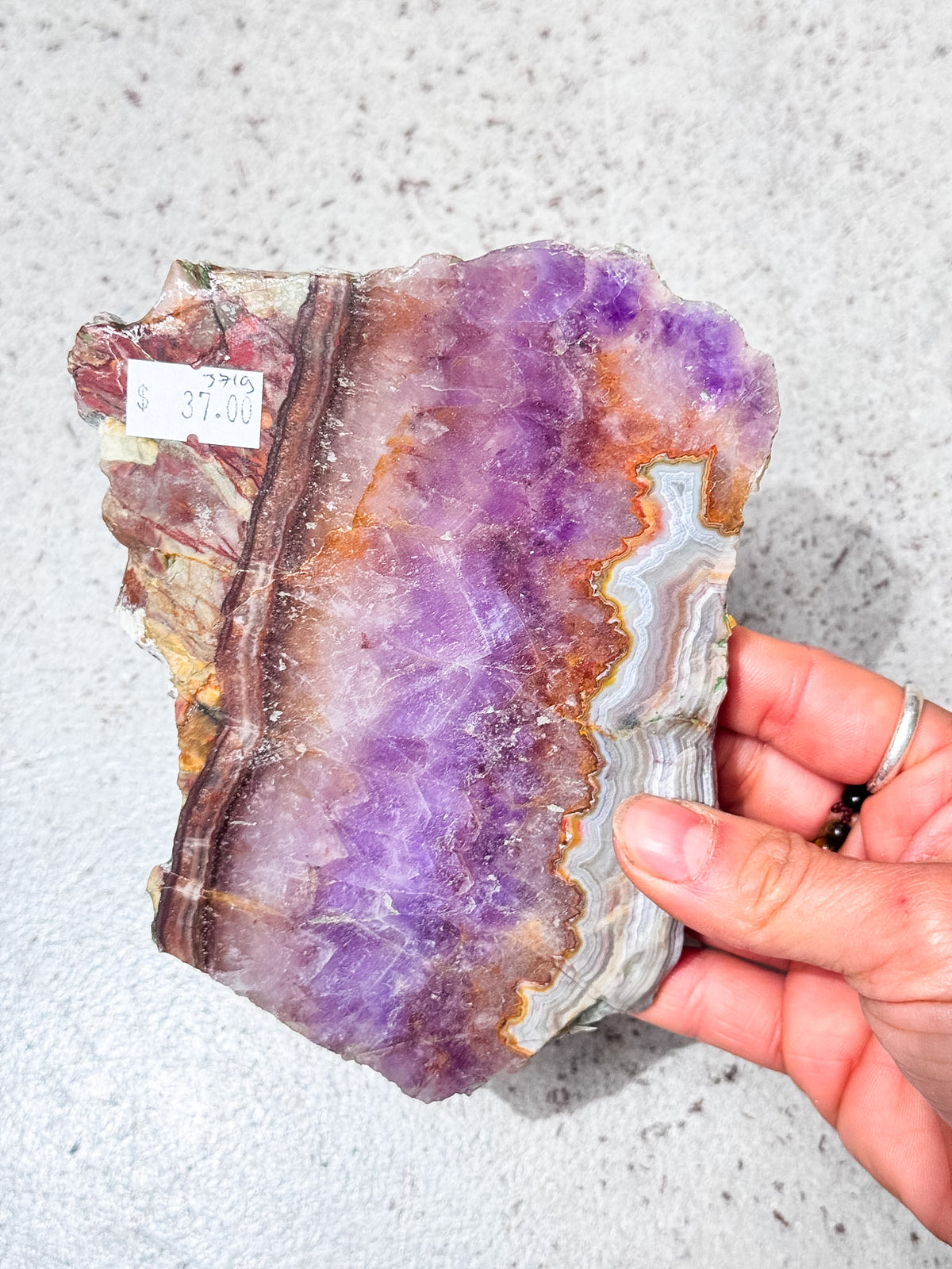 Amethyst with Crazy Lace Agate Slice