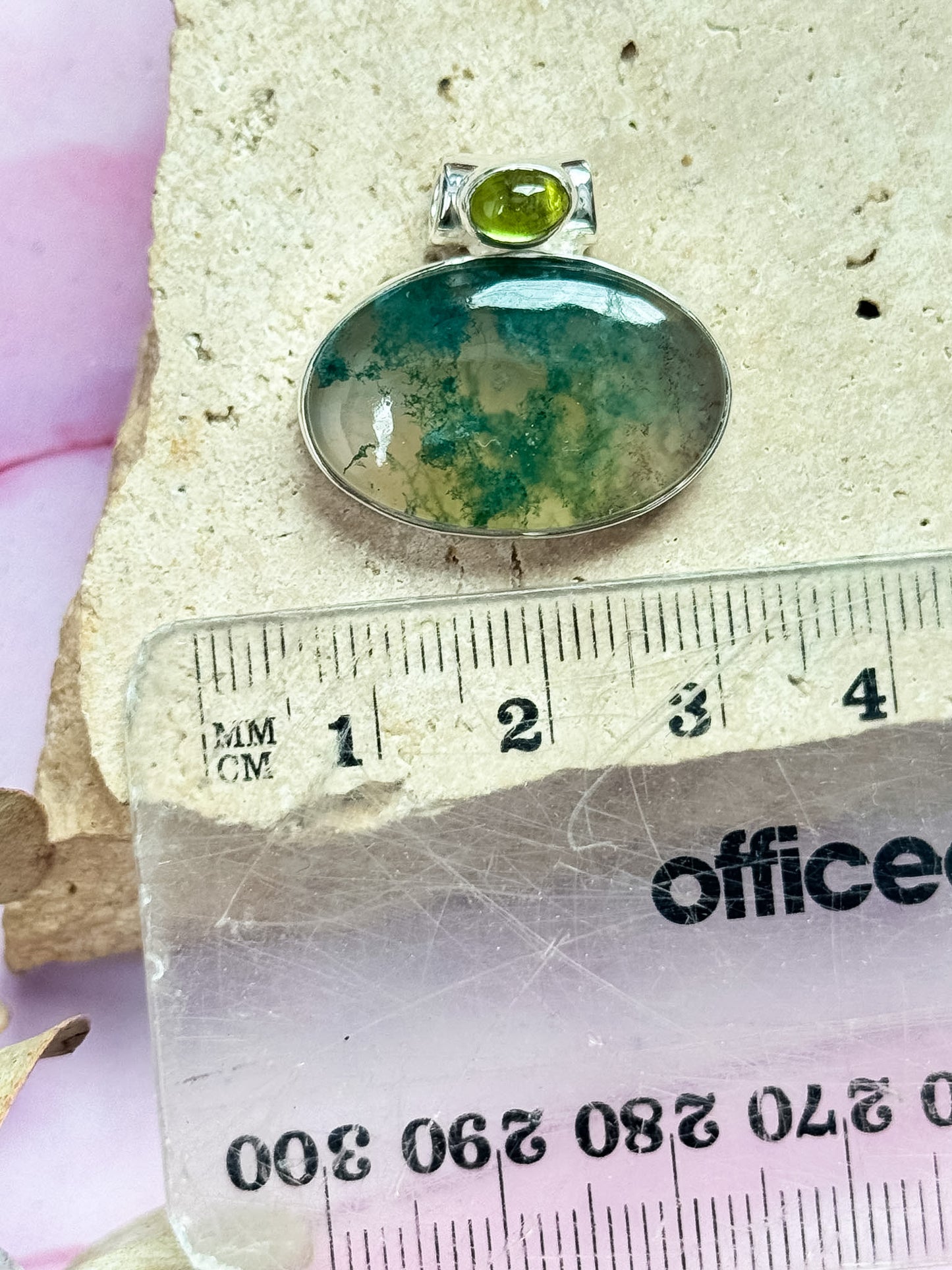 Moss Agate and Peridot Pendant