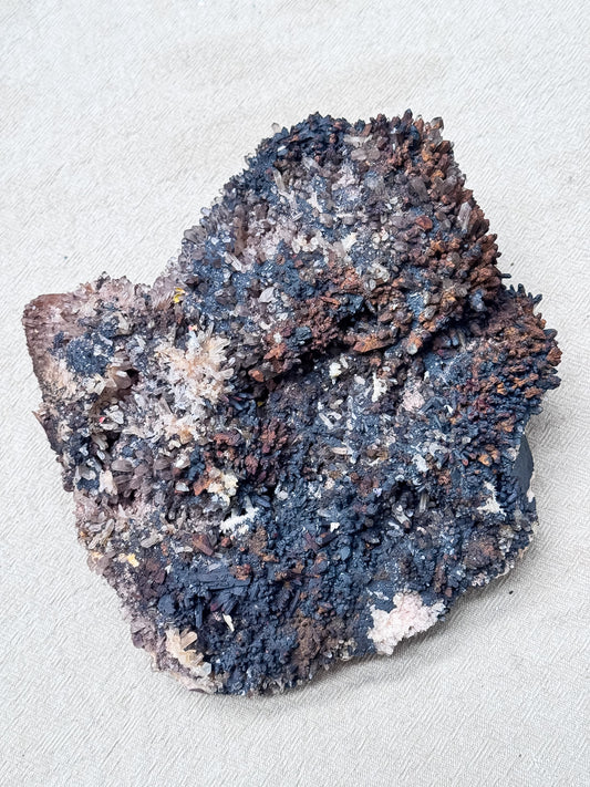 Goethite on Blackenite Quartz Cluster