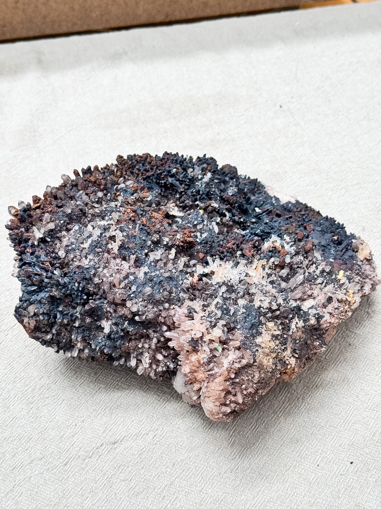 Goethite on Blackenite Quartz Cluster
