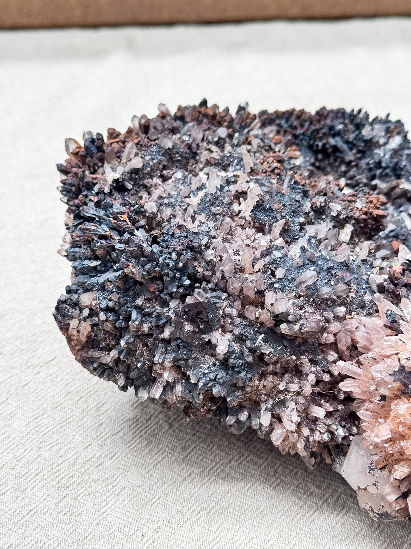 Goethite on Blackenite Quartz Cluster