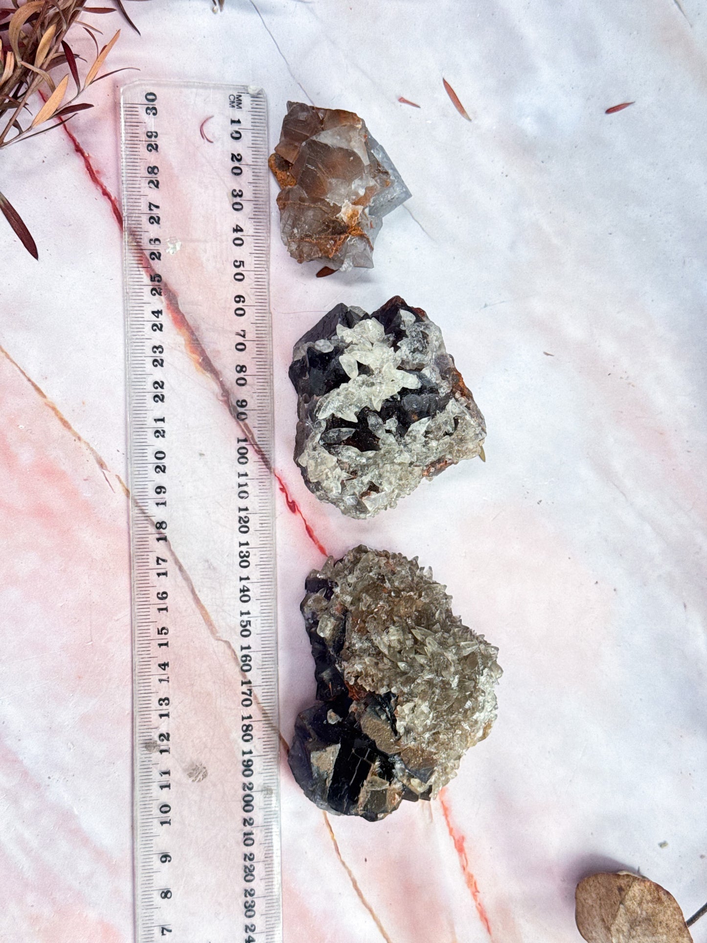 Fluorite with Dog Tooth Calcite Clusters