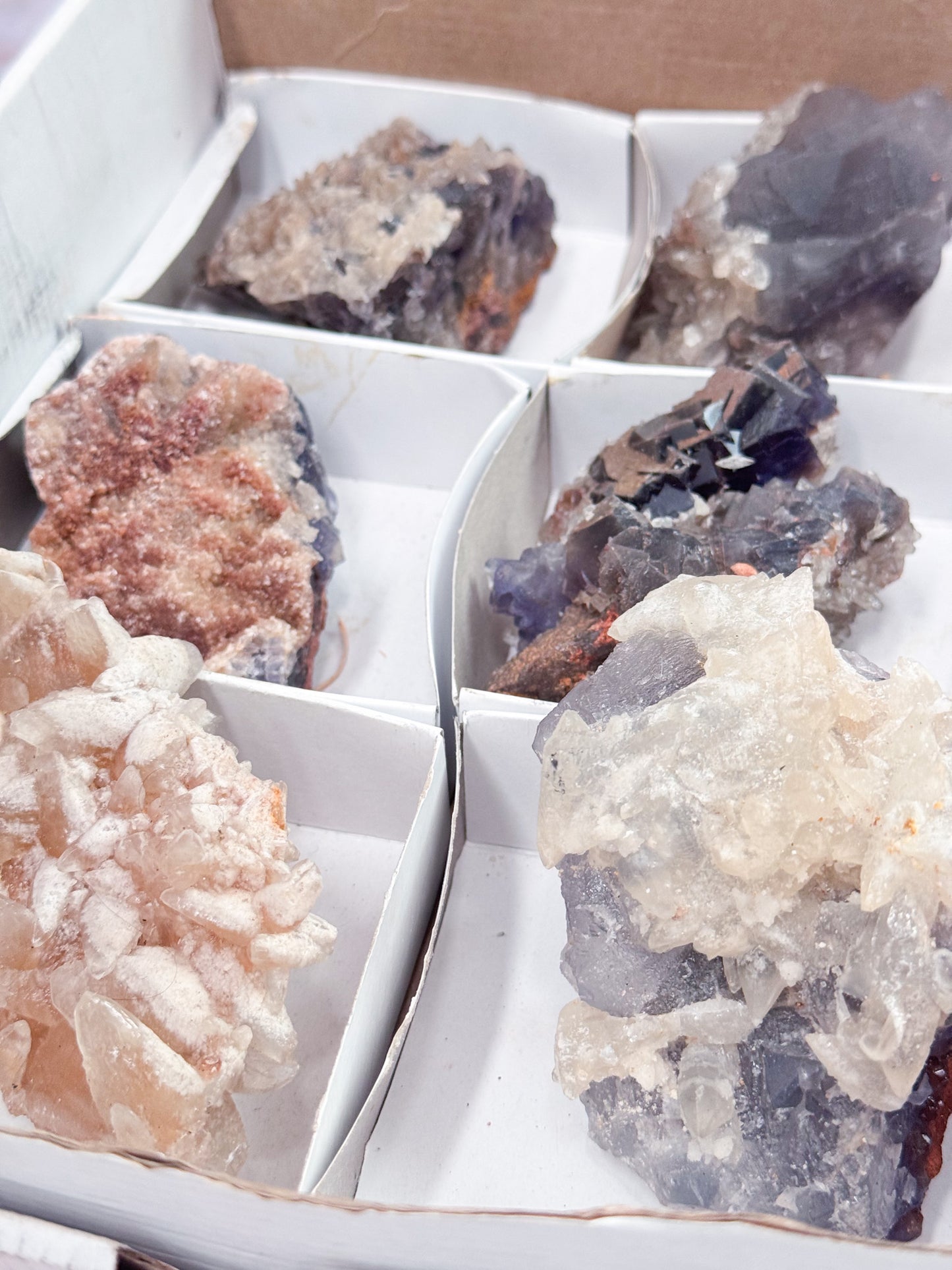 Fluorite with Dog Tooth Calcite Clusters - Multi Listing