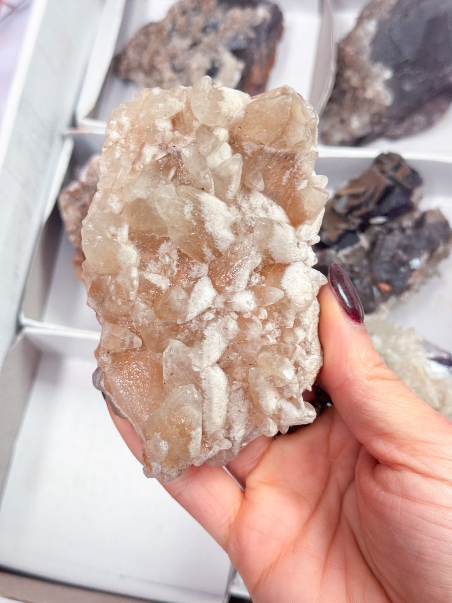 Fluorite with Dog Tooth Calcite Clusters - Multi Listing