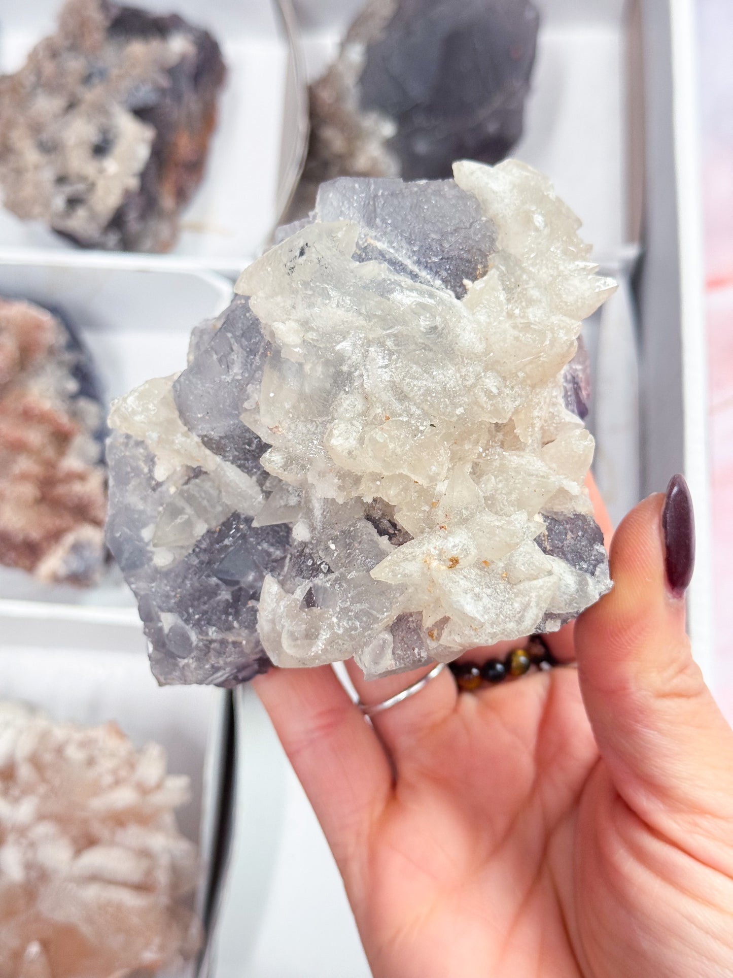Fluorite with Dog Tooth Calcite Clusters - Multi Listing
