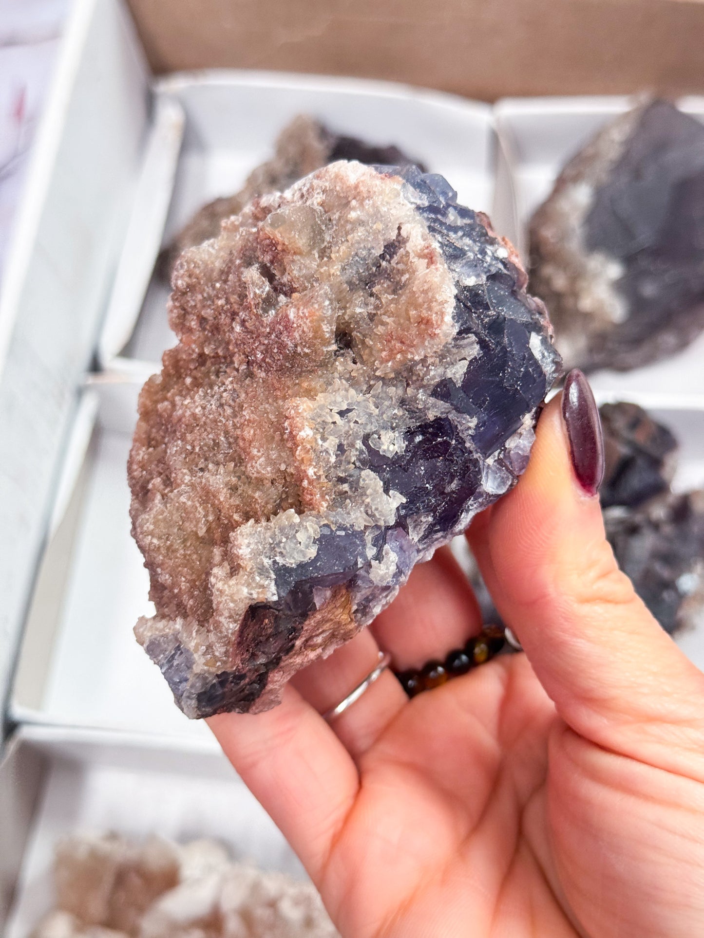 Fluorite with Dog Tooth Calcite Clusters - Multi Listing