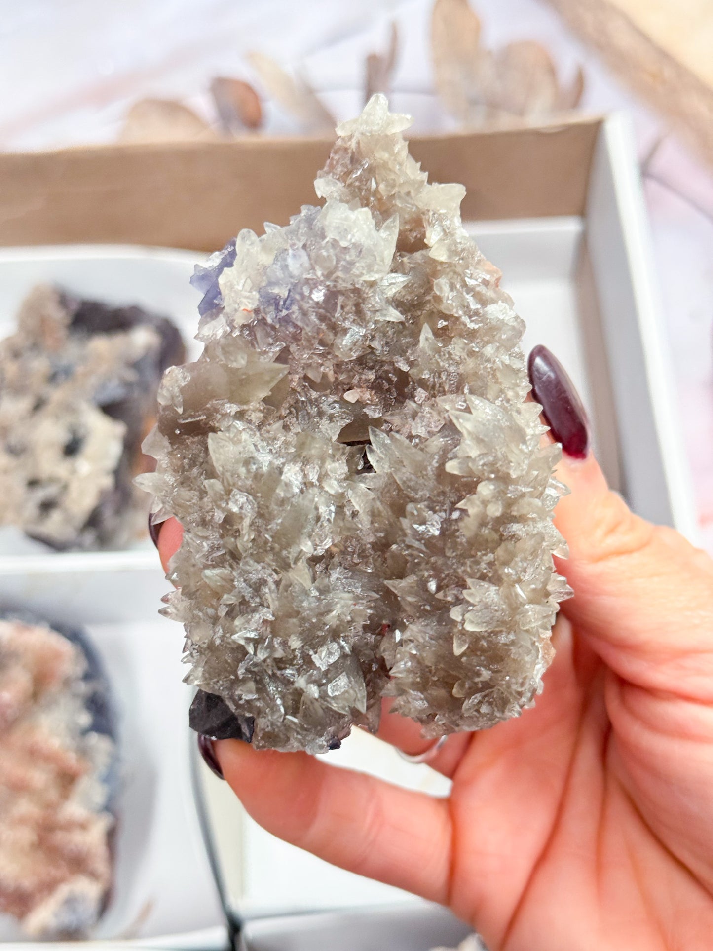 Fluorite with Dog Tooth Calcite Clusters - Multi Listing