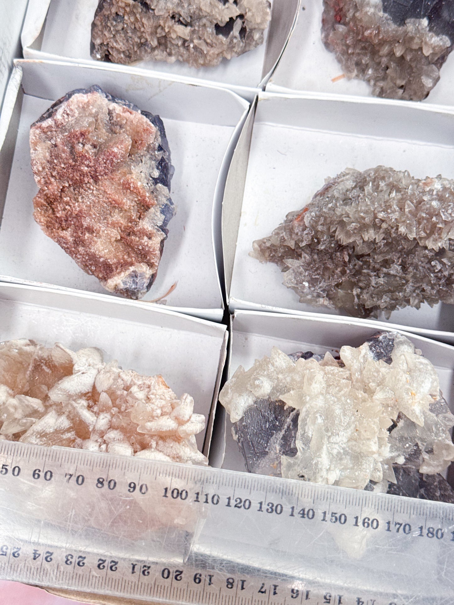 Fluorite with Dog Tooth Calcite Clusters - Multi Listing