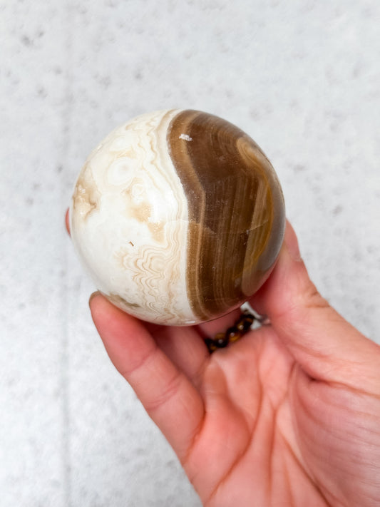Amber Calcite Sphere